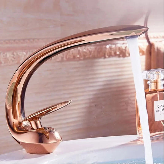 Rose Gold Waschtischarmatur Modernes Badwaschbecken Mischbatterie Messing Waschbeckenarmatur Einhebel Einloch Wasserhahn für Badezimmer