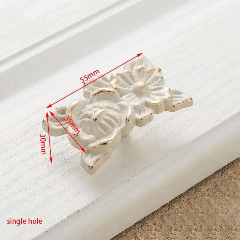 KAK Zinc Aolly Ivory White Cabinet Handles Kitchen Cupboard Door Pulls Drawer Knobs European Fashion Furniture Handle Hardware