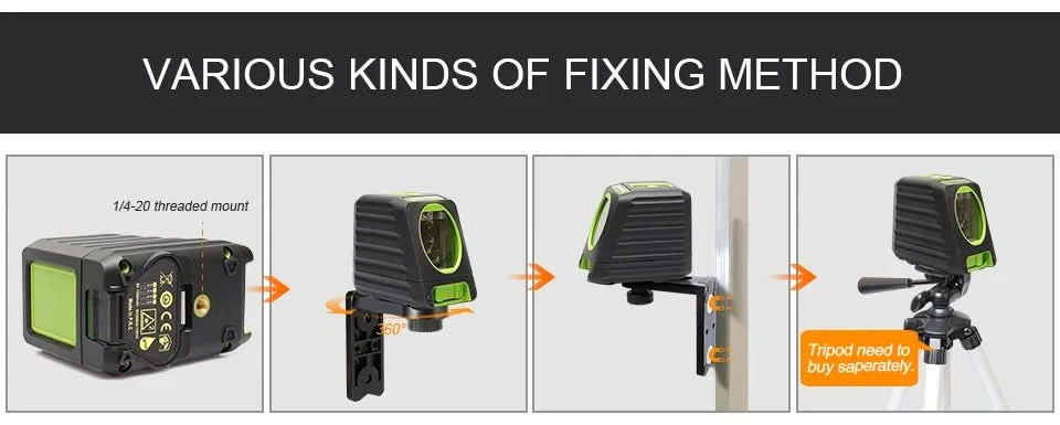 Huepar Box-1G Self-leveling Laser Level  150ft/45m Outdoor Green Cross Line with Vertical Beam Spread Covers of 150°