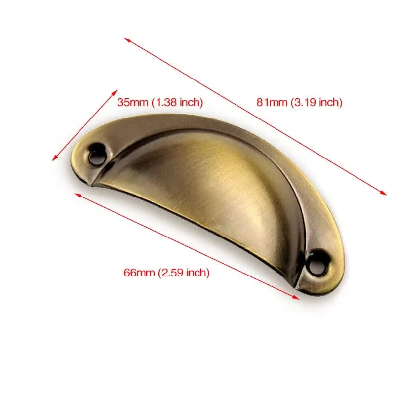 KAK 2PCS Retro Metal Kitchen Drawer Cabinet Door Handle And Furniture Knobs Handware Cupboard Antique Brass Shell Pull Handles