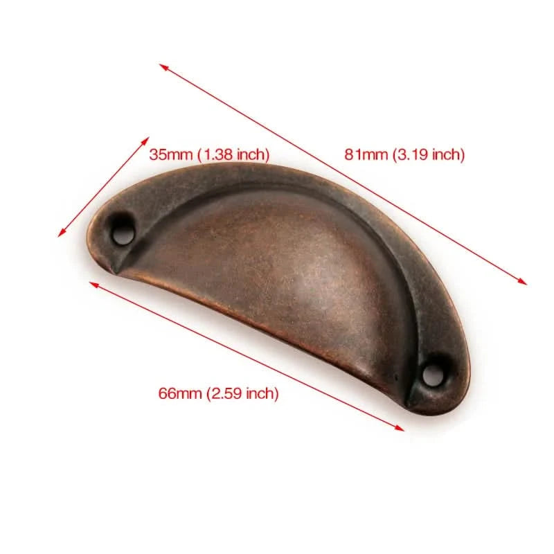 KAK 2PCS Retro Metal Kitchen Drawer Cabinet Door Handle And Furniture Knobs Handware Cupboard Antique Brass Shell Pull Handles