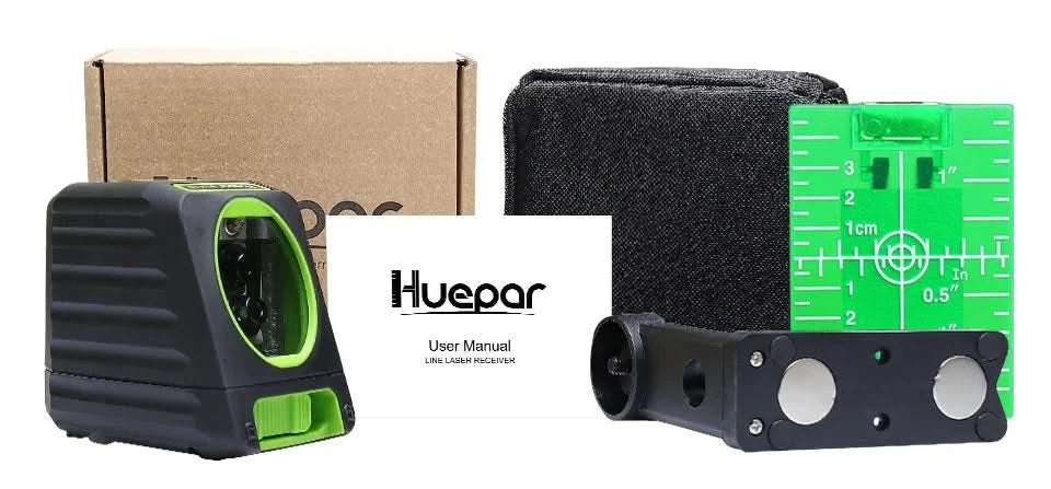 Huepar Box-1G Self-leveling Laser Level  150ft/45m Outdoor Green Cross Line with Vertical Beam Spread Covers of 150°