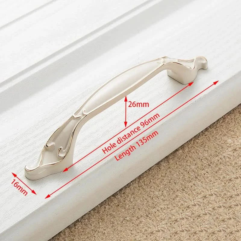 KAK Zinc Aolly Ivory White Cabinet Handles Kitchen Cupboard Door Pulls Drawer Knobs European Fashion Furniture Handle Hardware