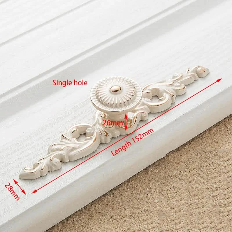 KAK Zinc Aolly Ivory White Cabinet Handles Kitchen Cupboard Door Pulls Drawer Knobs European Fashion Furniture Handle Hardware