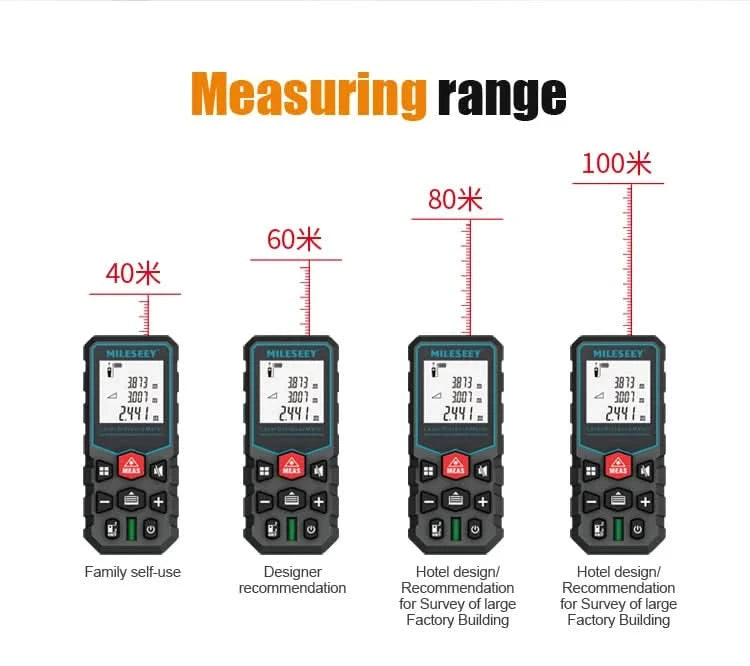 Mileseey Laser Distance Meter Electronic Roulette Laser Digital Tape Rangefinder Trena Metro Laser Range Finder  Measuring Tape