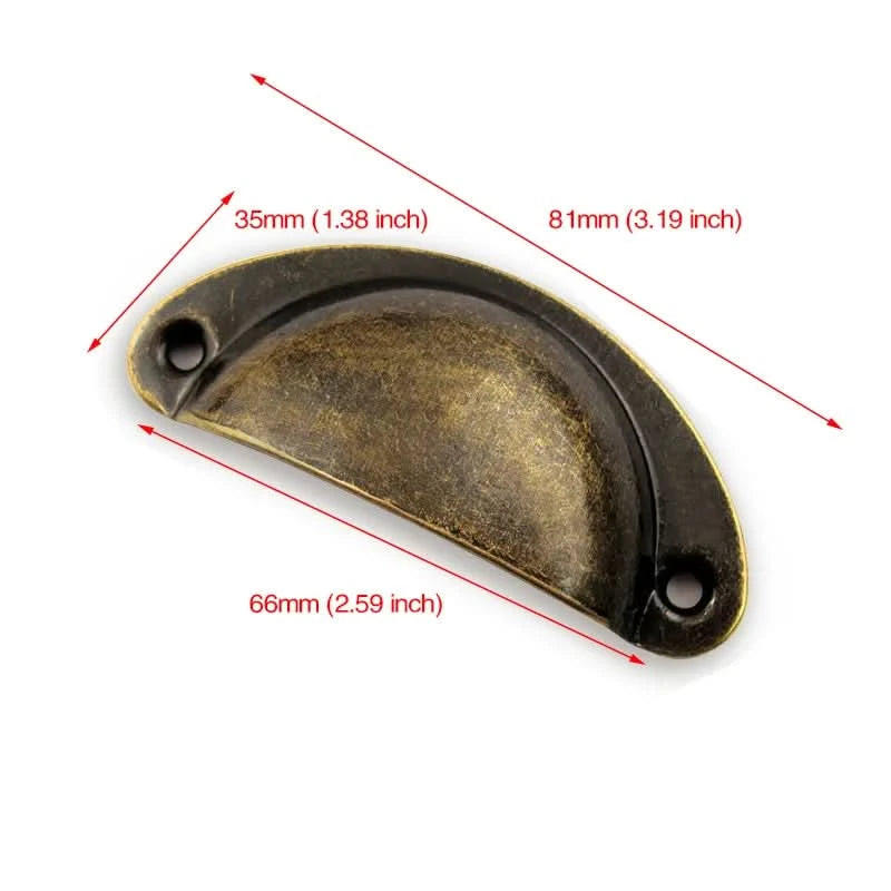 KAK 2PCS Retro Metal Kitchen Drawer Cabinet Door Handle And Furniture Knobs Handware Cupboard Antique Brass Shell Pull Handles
