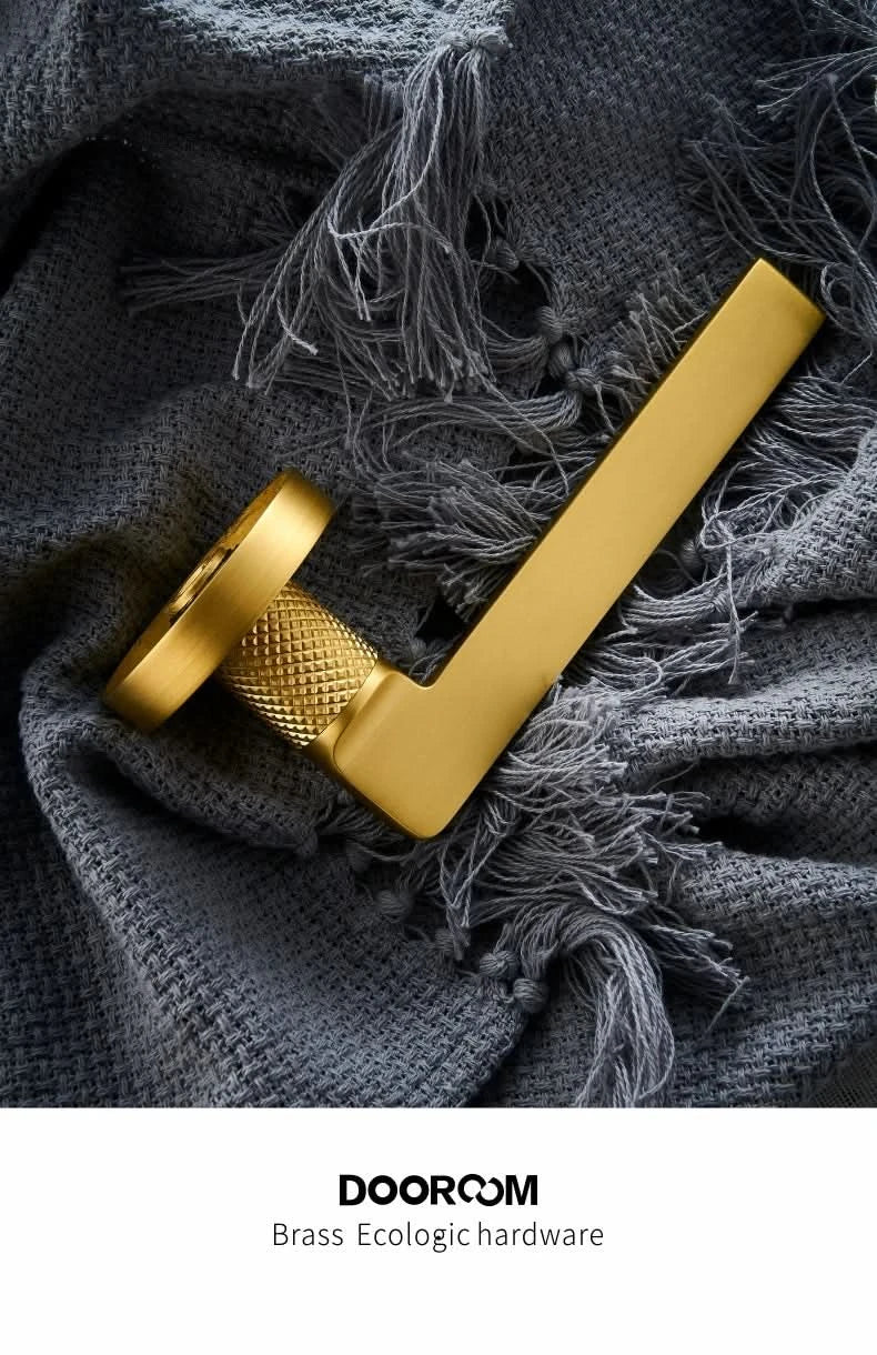 Dooroom Brass Door Lever Mute Black Gold Interior Bedroom Bathroom Wood Door Lock Set Dummy Handle Knob