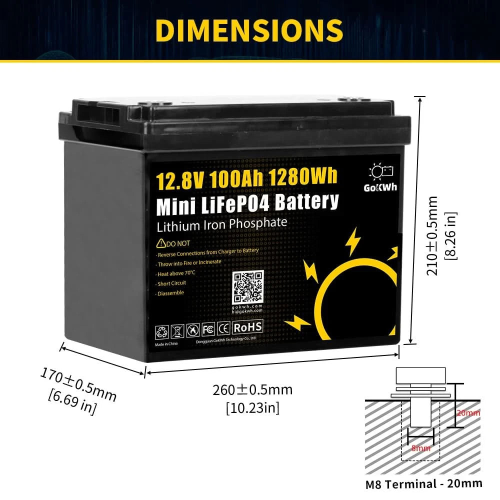 Customized OEM ODM Logo 12V 24V 100Ah 200Ah Lifepo4 BYD 12.8V 25.6V Lithium Iron Phosphate Camping Car RV Solar Storage Battery
