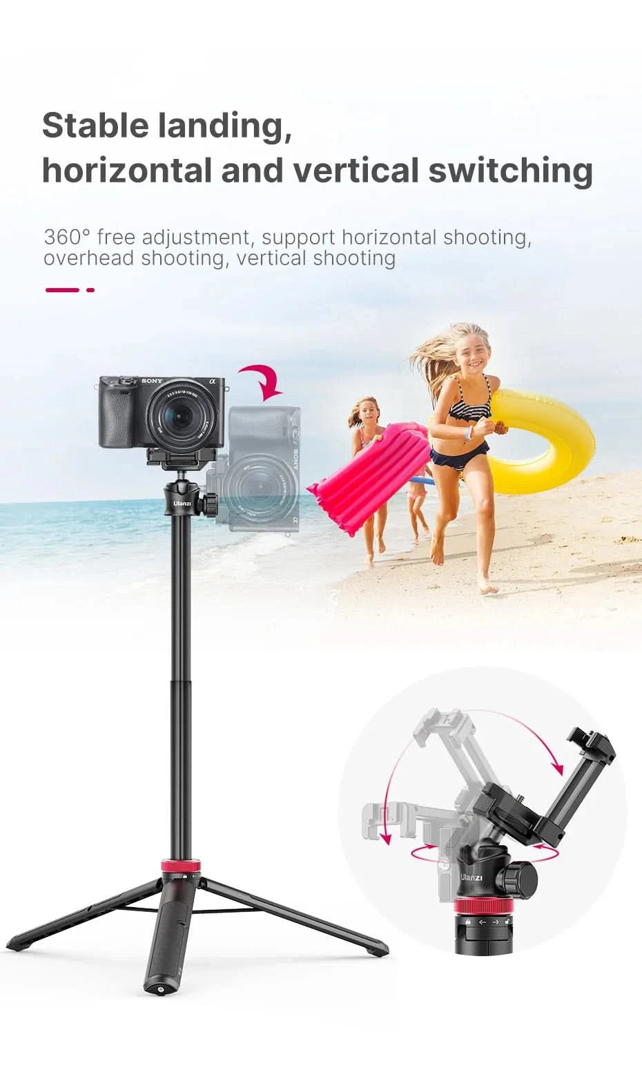 Ulanzi MT-44 Extendable Vlog Livebroadcast Tripod Stand with Phone Mount Holder 42Inch for DSlR SLR Camera GoproSmartphone