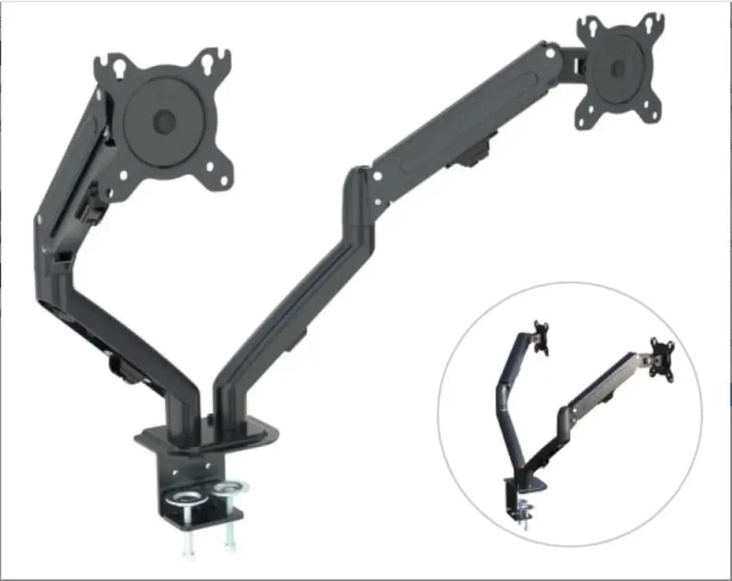 Hyvarwey G08-24 Dual Monitor Desktop Mount Bracket for 13 to 27-Inch LCD Screens Rotate & Tilt Adjust Two-Arm Desk Stand Support