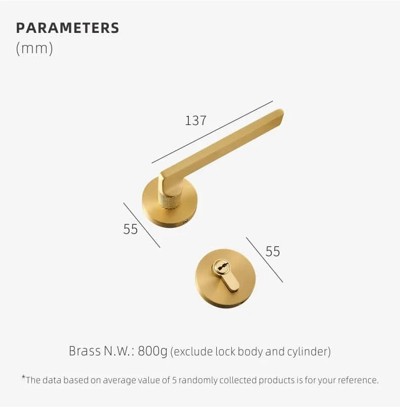 Dooroom Brass Door Lever Mute Black Gold Interior Bedroom Bathroom Wood Door Lock Set Dummy Handle Knob