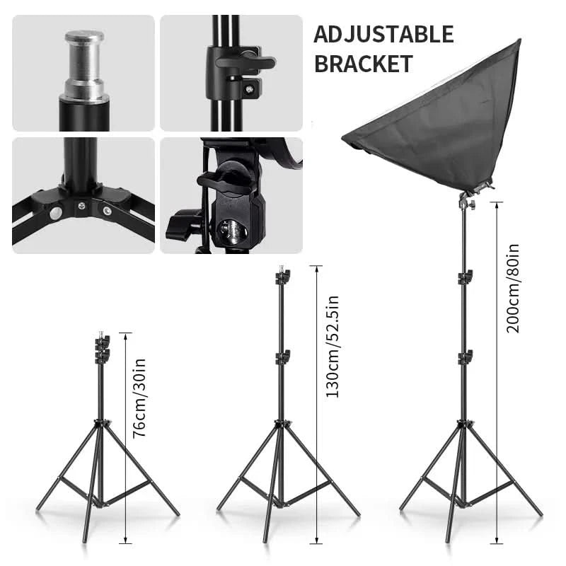 SH Photo Studio Softbox Light Kit Photographic Equipment Four Lamp Holders Continuous Light System With E27 Bulb Accessories