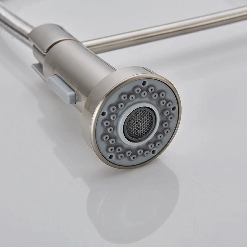 Brushed Nickel Spring Pull Down Kitchen Faucets Stream Spray Head Hot Cold Water Tap Brass Rotation Kitchen Mixer Tap Crane