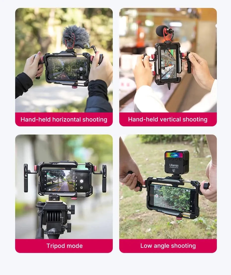 Ulanzi Lino Smartphone Cage for iPhone 16 15 14 13 12 X XR XS Max Mini/Pro/Pro Max Smartphone Handle Grip Phone Vlog Video