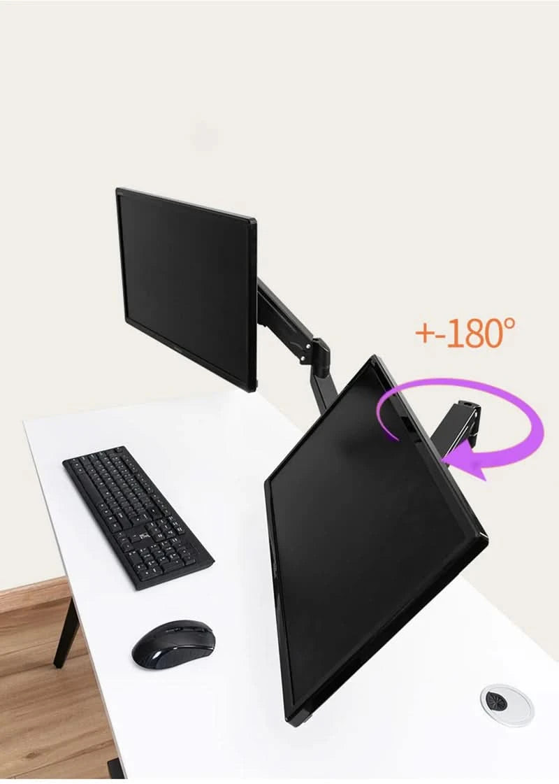 Hyvarwey G08-24 Dual Monitor Desktop Mount Bracket for 13 to 27-Inch LCD Screens Rotate & Tilt Adjust Two-Arm Desk Stand Support