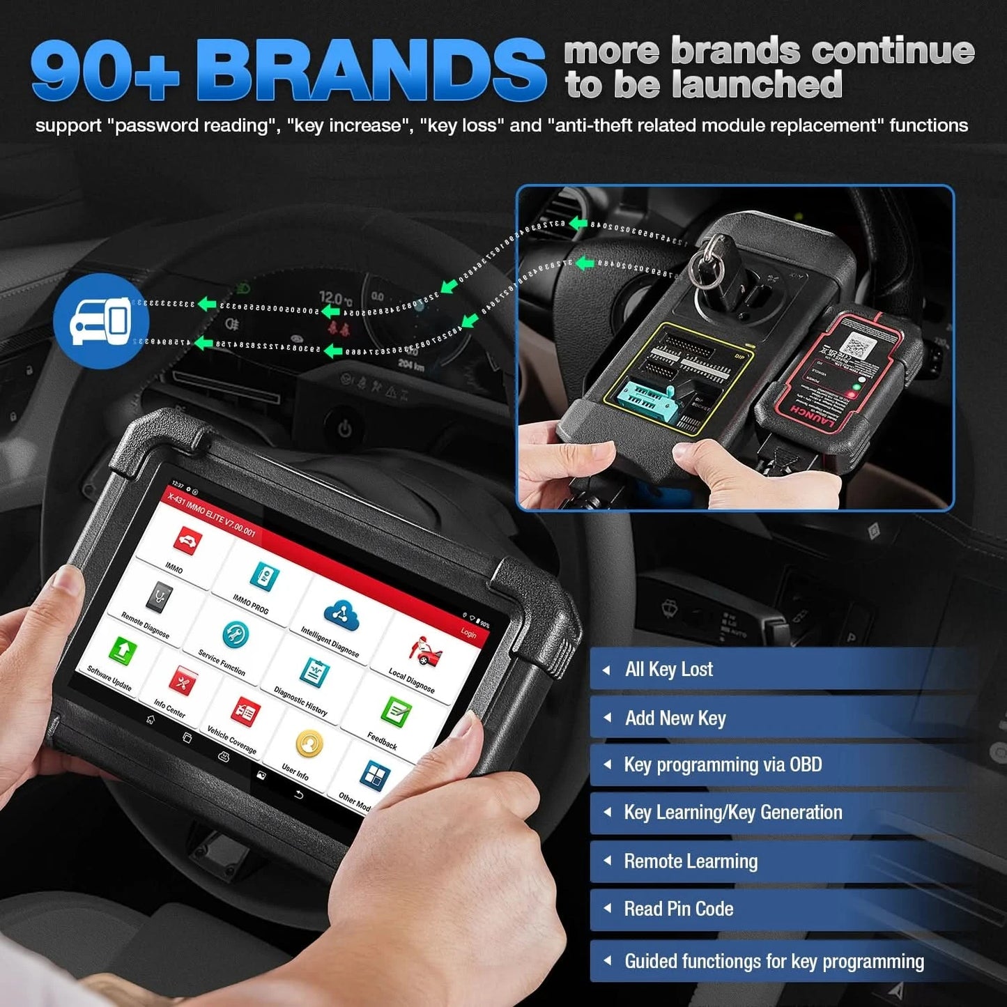 USA EU Warehouse LAUNCH X431 IMMO ELITE OBD2 Diagnostic Tool Car Key Cutting Machines With Programmer for All Keys Lost