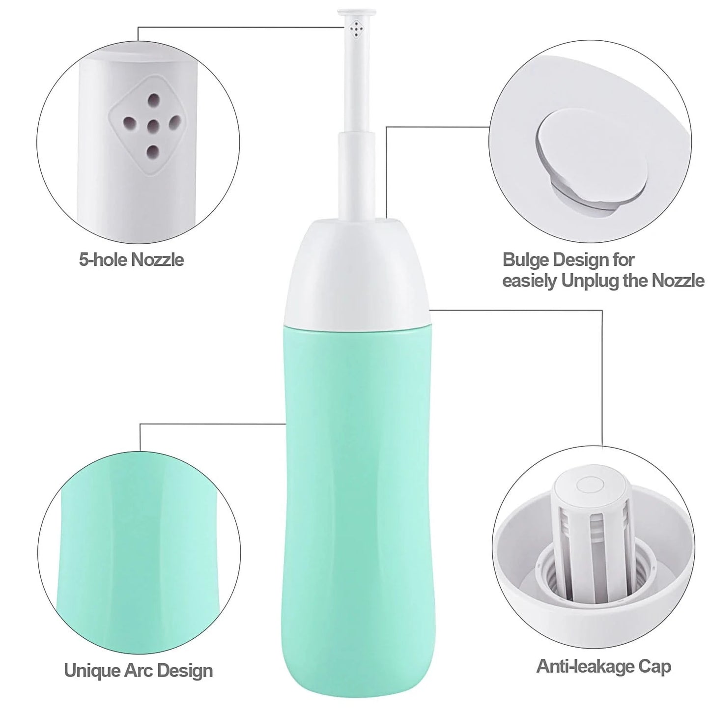 Portable Bidet - Travel Handheld Bidet Bottle with Retractable Spray Nozzle for Hygiene Cleansing Personal Care 400ml With Bag