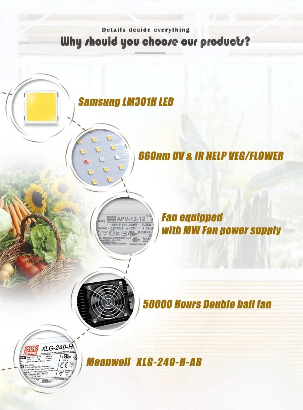 LM301H LED Grow Light V3 Board With Meanwell Driver 240W 480W 720W 3000K/3500K 660NM UV IR Growbox For Plants Veg Bloom