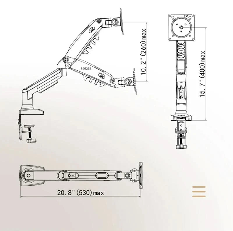 F80 Gas Spring 17-30 inch Desktop LED LCD Monitor Mount Holder Arm Ergonomic Gas Strut Flexi Mount Load 2~9kgs