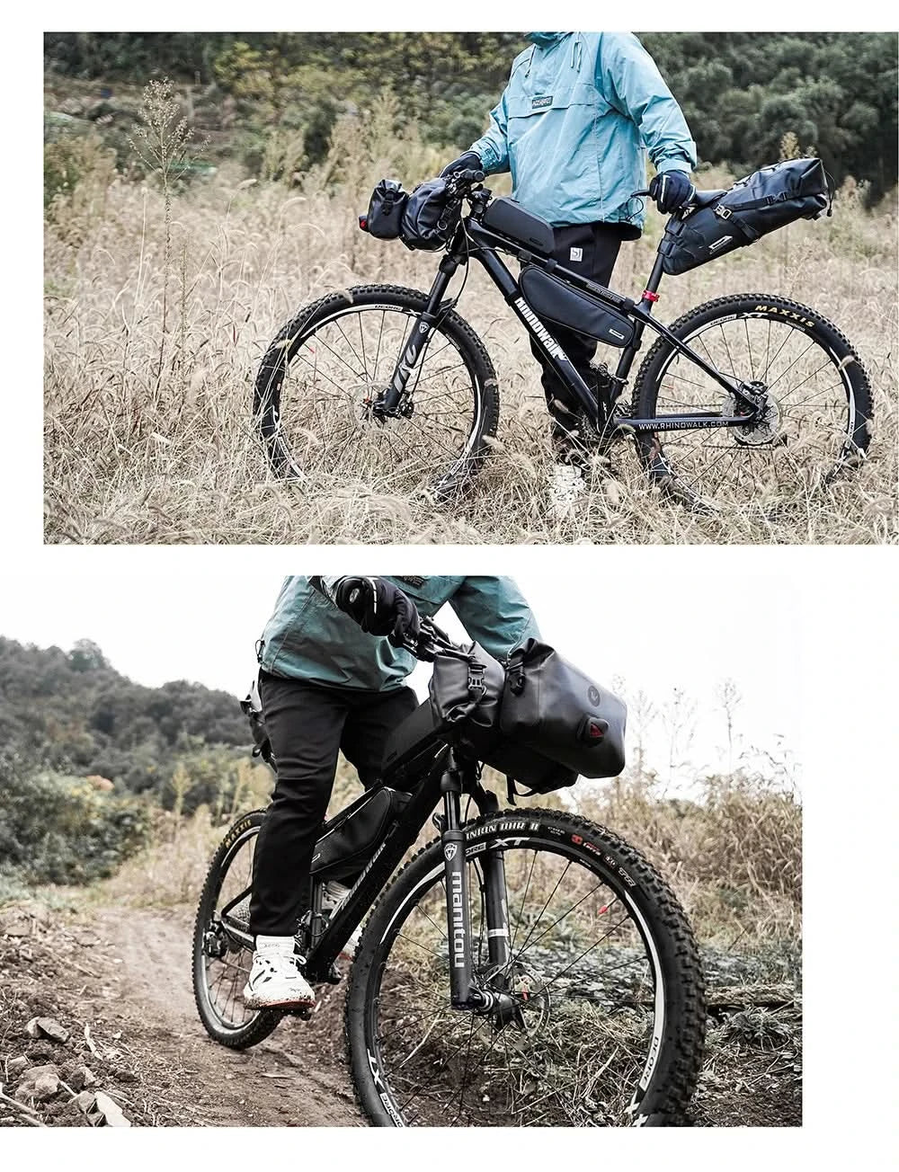 Rhinowalk Bicycle Bag Handlebar Bag Waterproof  Front Tube Cycling Bag MTB Multifunction Portable 12L MTB Road Handlebar Bag