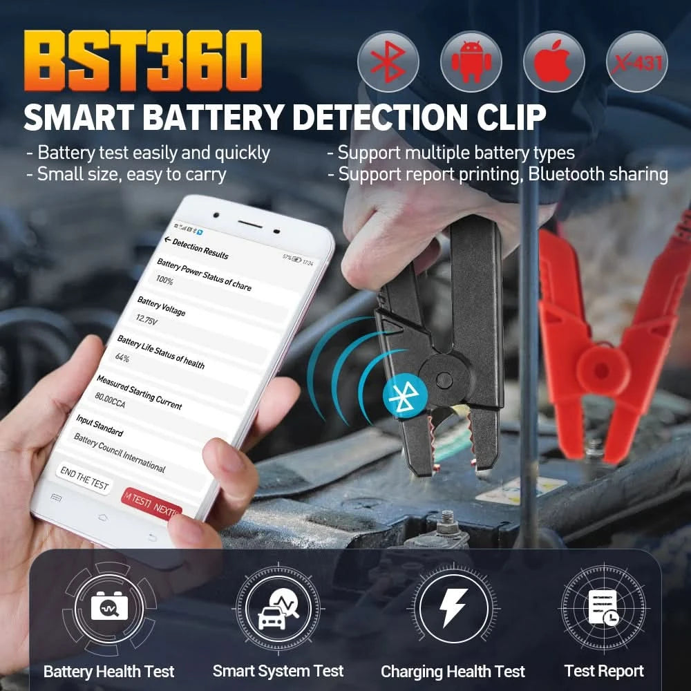 US EU Warehouse LAUNCH BST360 BT Battery Tester 12V Car Motorcycle Battery Analyzer Load Cranking Charging Tester