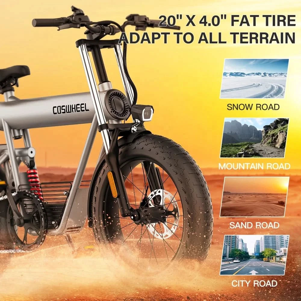 COSWHEEL T20 E Bike Electric Moped New Model E-Bike Mountain Electric Dirt Mountain City Hybrid Bike Bicycle Ebike for Adults