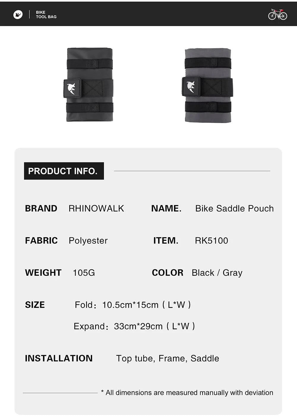Rhinowalk Bicycle Bag Cycling Water Bottle Carrier Pouch MTB Bike Insulated Kettle Bag Riding Handlebar 1pc or 2pcs Accessories