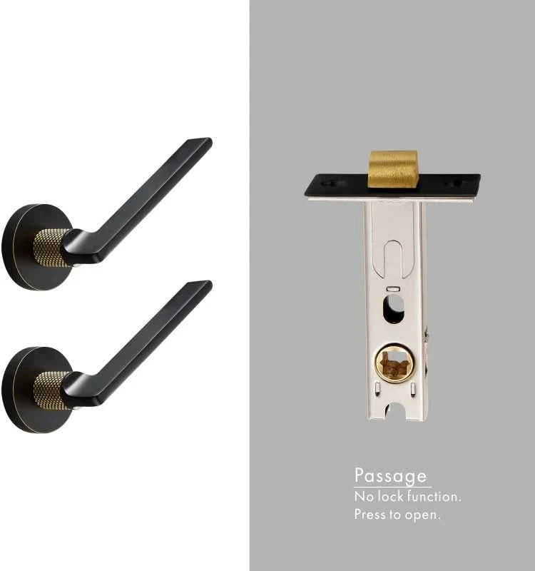 Dooroom Brass Door Lever Mute Black Gold Interior Bedroom Bathroom Wood Door Lock Set Dummy Handle Knob
