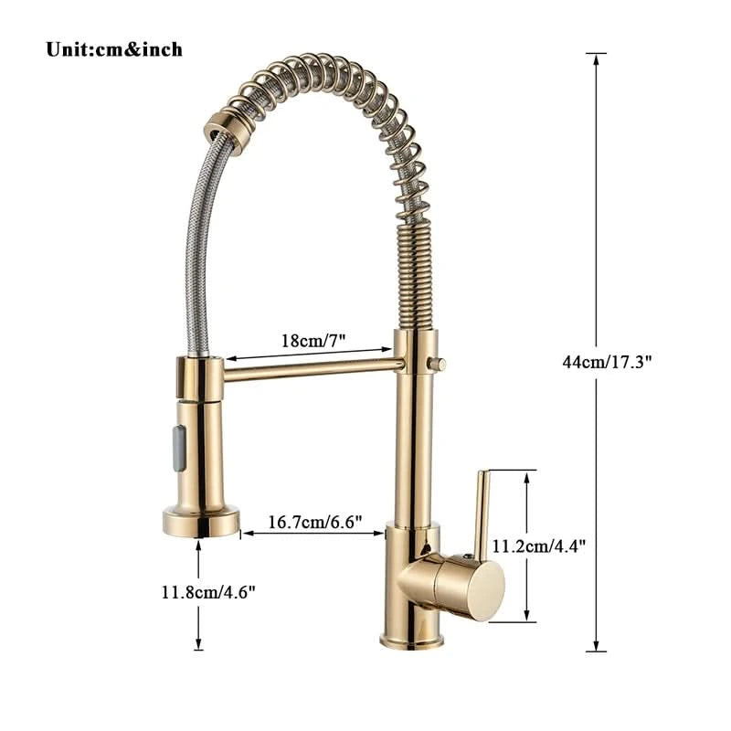 Brushed Nickel Spring Pull Down Kitchen Faucets Stream Spray Head Hot Cold Water Tap Brass Rotation Kitchen Mixer Tap Crane