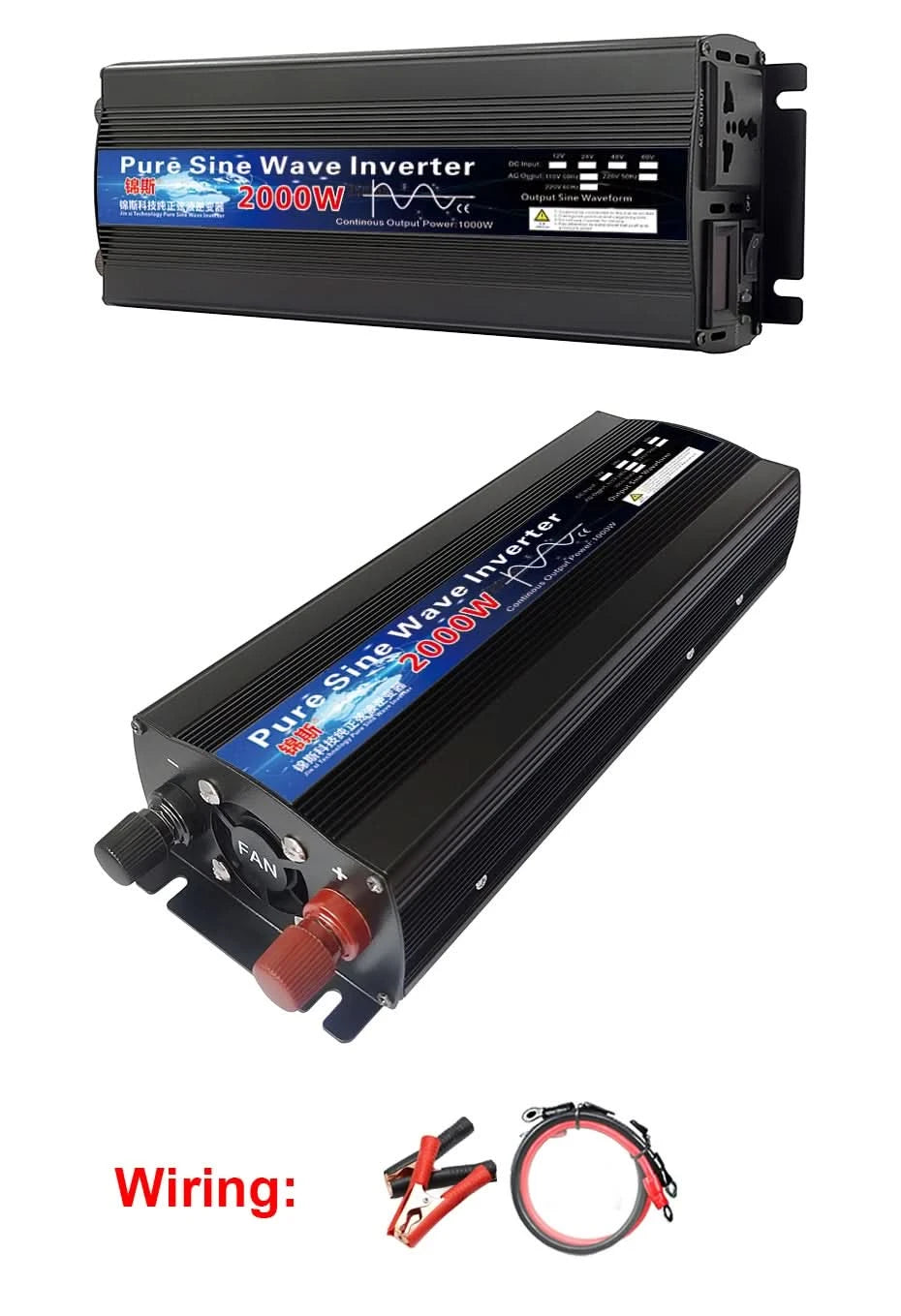 Pure Sine Wave Inverter 12V 24V 110V 220V 1000w 2000w 2600w Inversor 12V 48V to 220V Power Solar Inverter Converter LED Display