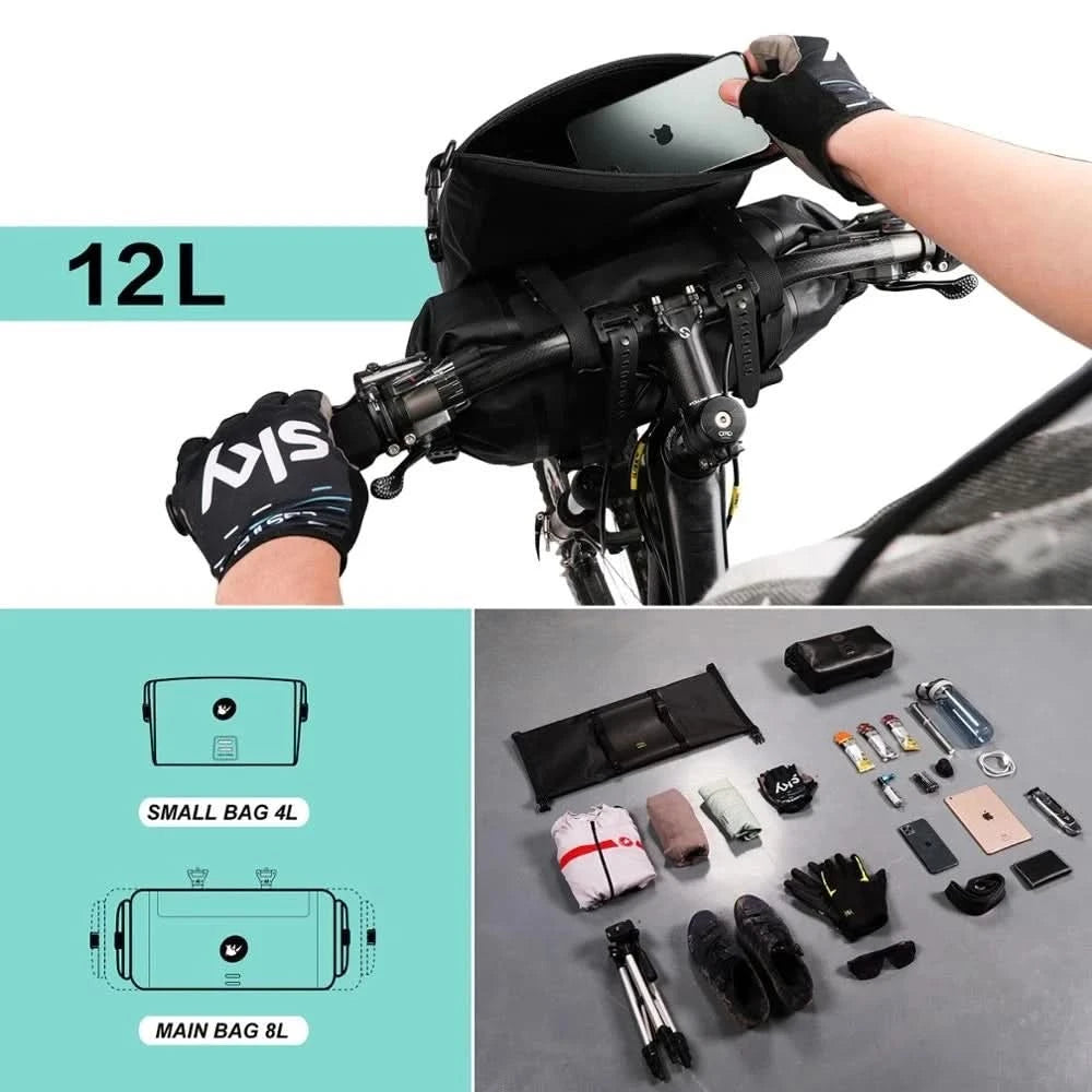 Rhinowalk Bicycle Bag Handlebar Bag Waterproof  Front Tube Cycling Bag MTB Multifunction Portable 12L MTB Road Handlebar Bag