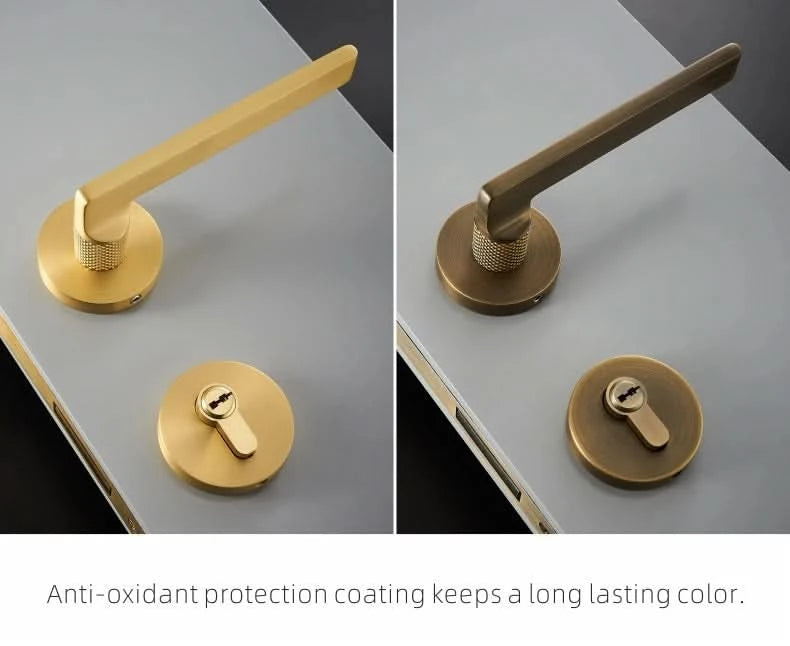 Dooroom Brass Door Lever Mute Black Gold Interior Bedroom Bathroom Wood Door Lock Set Dummy Handle Knob