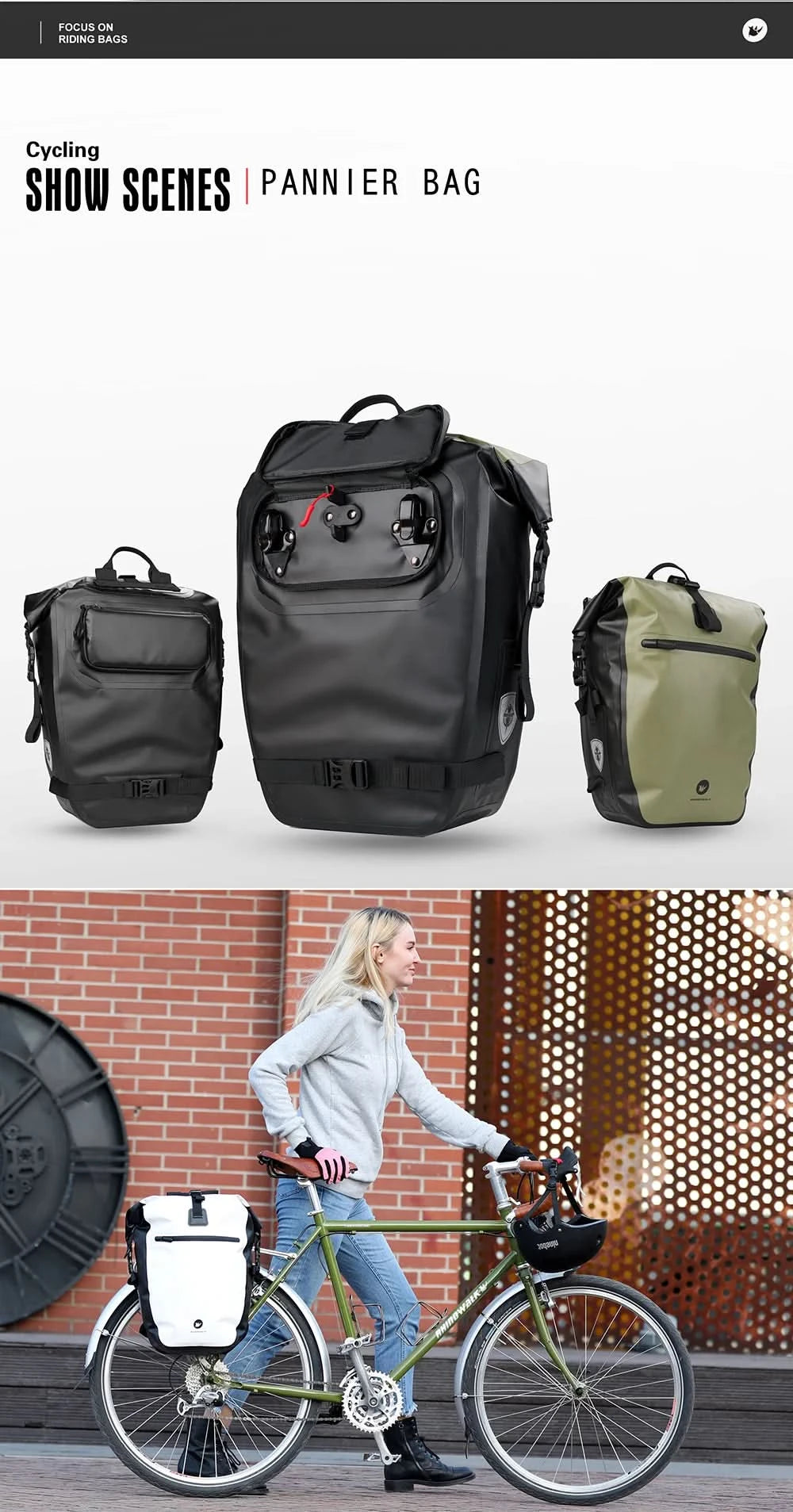 Rhinowalk Bicycle bag&Pannier 100% Fully Waterproof 27L Big Bike Bag capacity Multifunctional Rear Rack Pannier Bag Cycling Bags