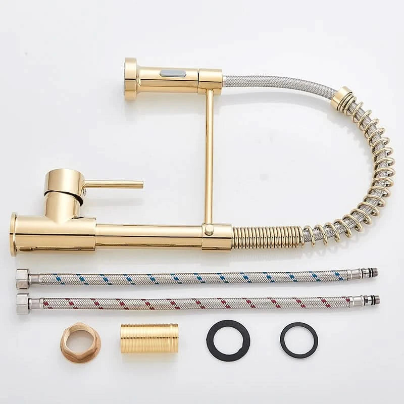 Brushed Nickel Spring Pull Down Kitchen Faucets Stream Spray Head Hot Cold Water Tap Brass Rotation Kitchen Mixer Tap Crane