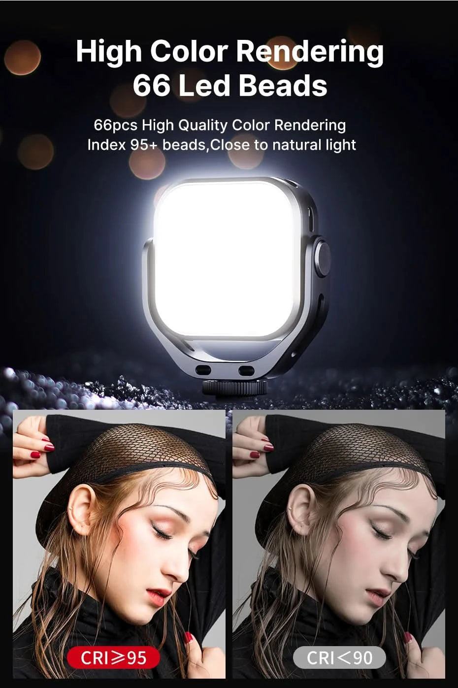 Ulanzi VIJIM VL66 3200k-6500k Vlog Fill Light 360° Rotatable LED Video Light Extend Cold Shoe 2000mAh Battery with Light Stand