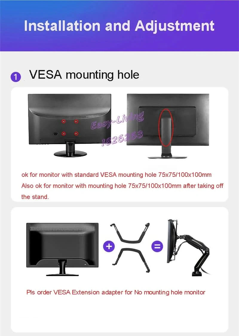 Hyvarwey G08-24 Dual Monitor Desktop Mount Bracket for 13 to 27-Inch LCD Screens Rotate & Tilt Adjust Two-Arm Desk Stand Support
