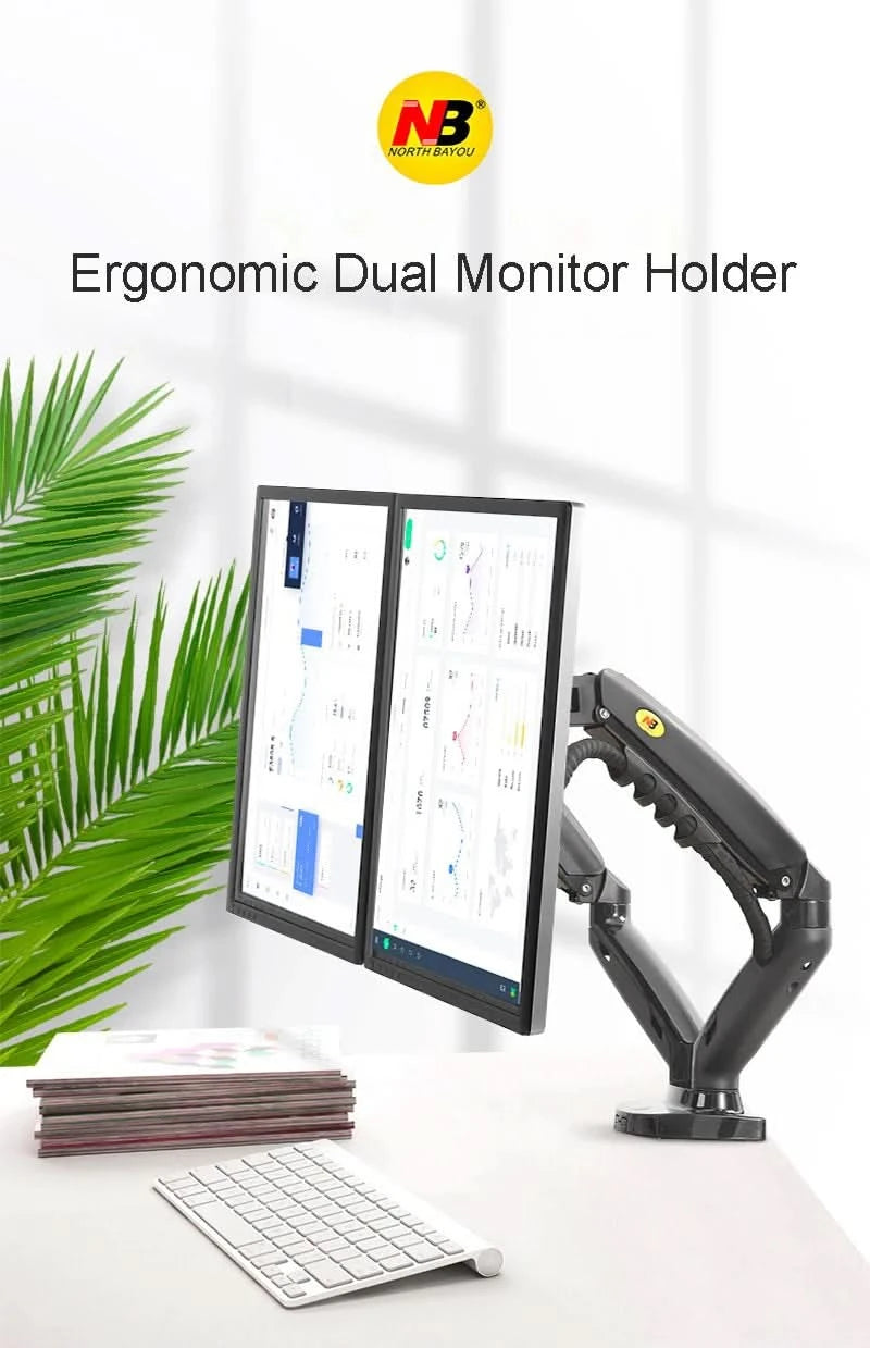 White Color Dual Arm Monitor Support 17-30 Inch  Mount Bracket Holder Load 2-9 Kgs Each NB F160