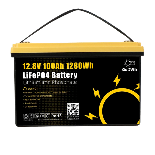 GoKWh LiFePO4 Lithium Ion Start Battery PacK LFP 12V 12.8V 100A 200Ah Lithium Ion Solar Battery RV Home Boat Storage Energy Pack