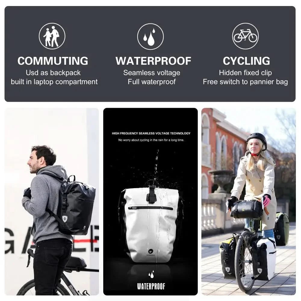 Rhinowalk Bicycle bag&Pannier 100% Fully Waterproof 27L Big Bike Bag capacity Multifunctional Rear Rack Pannier Bag Cycling Bags