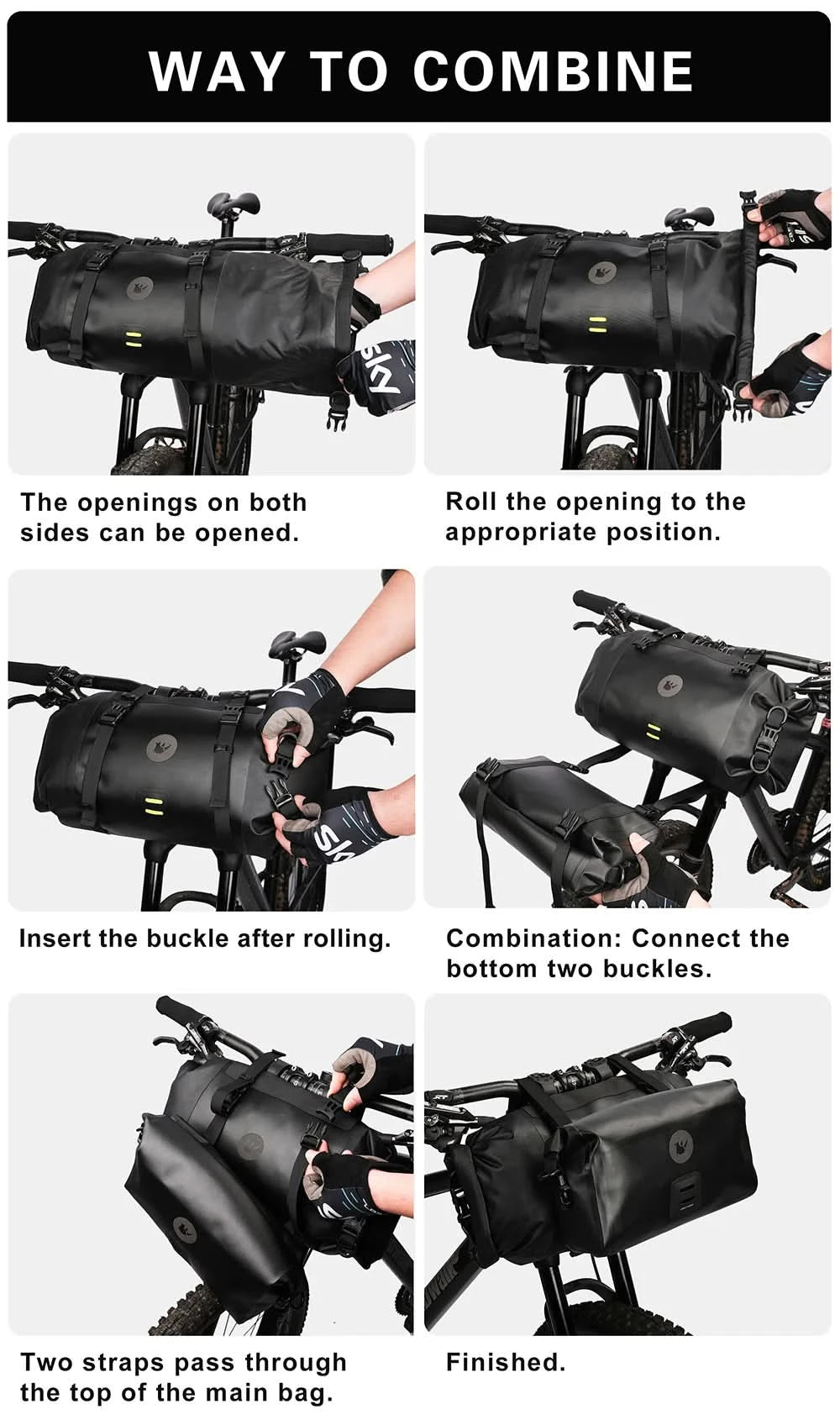 Rhinowalk Bicycle Bag Handlebar Bag Waterproof  Front Tube Cycling Bag MTB Multifunction Portable 12L MTB Road Handlebar Bag