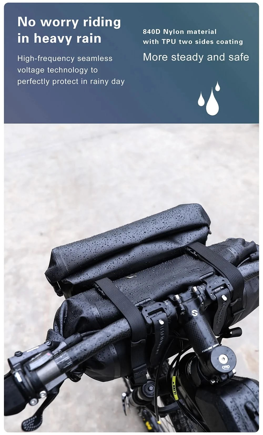 Rhinowalk Bicycle Bag Handlebar Bag Waterproof  Front Tube Cycling Bag MTB Multifunction Portable 12L MTB Road Handlebar Bag