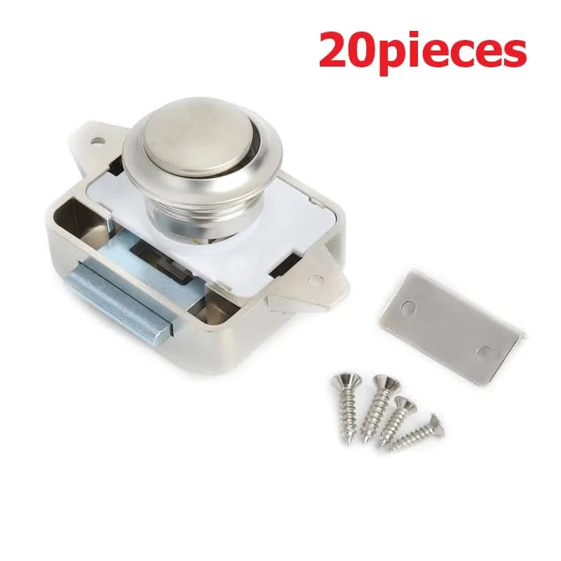 KAK 20 pieces RV Lock Push Lock for Camper Car RV Yacht Push Locks Furniture Cabinet Door Lock Hardware Child Safety Drawer Lock