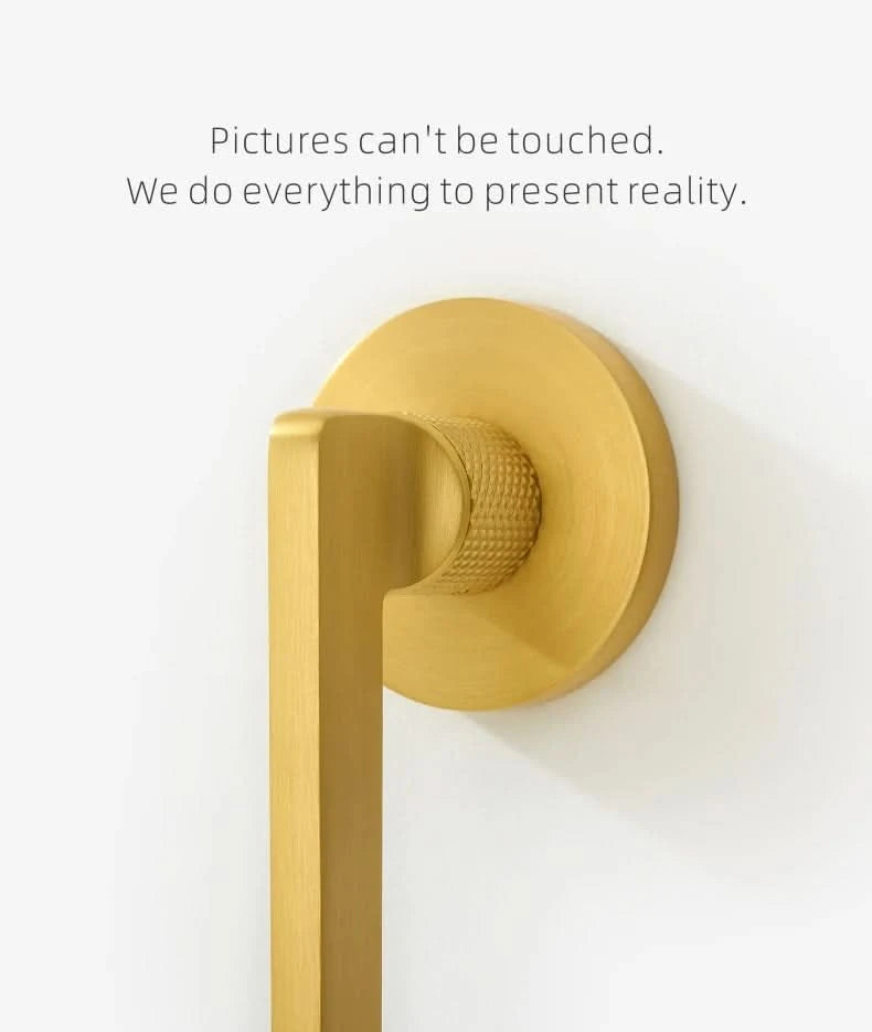 Dooroom Brass Door Lever Mute Black Gold Interior Bedroom Bathroom Wood Door Lock Set Dummy Handle Knob