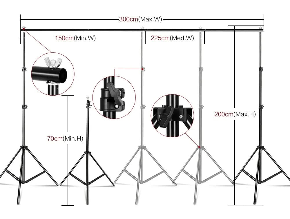 SH Photography Background Backdrop Stand Support Picture Canvas Frame System Kit With Carry Case For Muslin Photo Video Studio