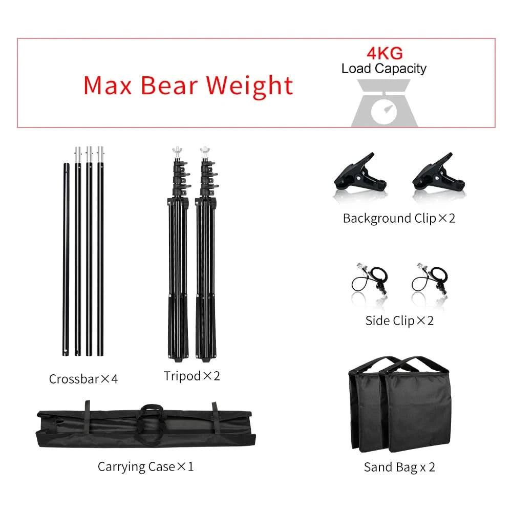 SH Photography Background Backdrop Stand Support Picture Canvas Frame System Kit With Carry Case For Muslin Photo Video Studio