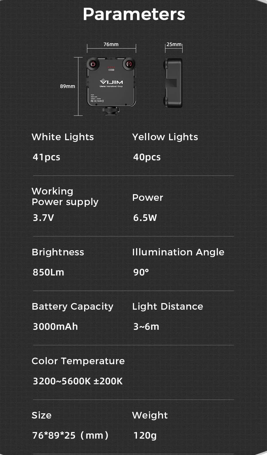 Ulanzi VIJIM VL81 VL200 3200k-5600K Dimmable Mini LED Video Light for Smartphone SLR Camera Rechargable Vlog 3000mAh Fill Light