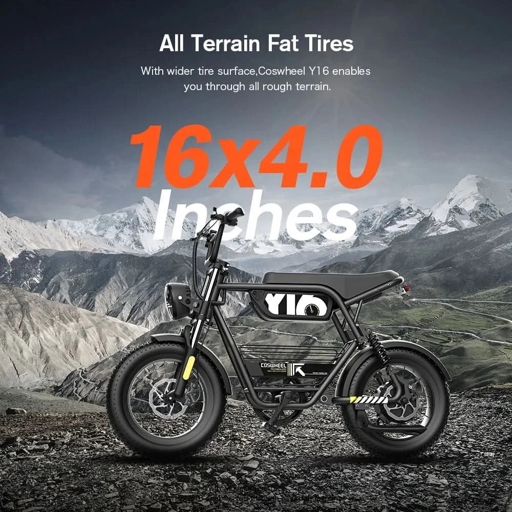 EU US Warehouse Ready Stock COSWHEEL Y16 16 Inches Eu Warehouse Full Suspension E Cycle Electric Bicycle UL2849