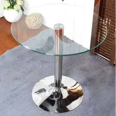 TieHo,Tempered Glass Round Table for Small Apartment, Coffee Table, Dining Table, Transparent Glass Countertop, Office Furniture
