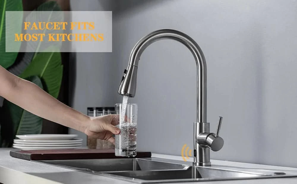 Smart Touchless Kitchen Faucet Brushed Poll Out Infrared Sensor Faucets Black/Nickel Infrared Water Mixer Taps