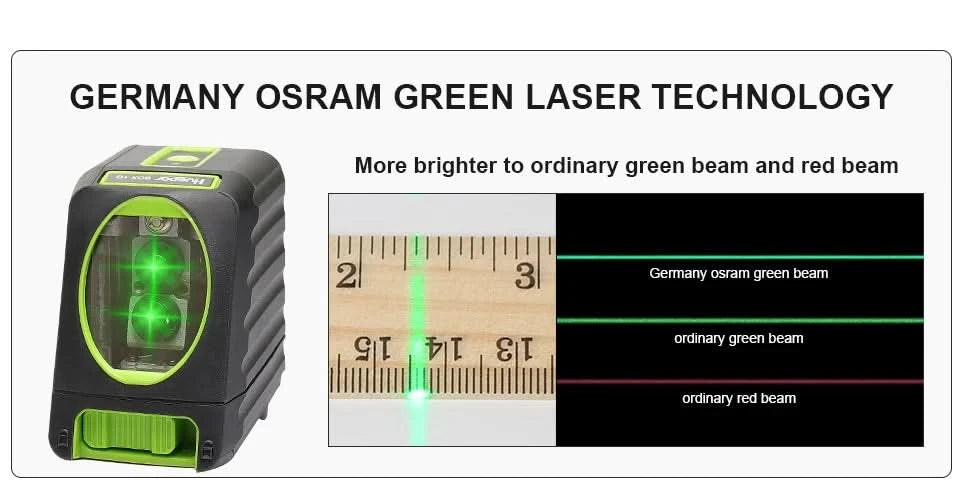 Huepar Box-1G Self-leveling Laser Level  150ft/45m Outdoor Green Cross Line with Vertical Beam Spread Covers of 150°
